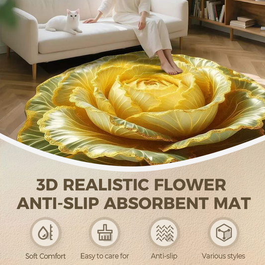 3D-realistinen kukka-aiheinen liukumaton imumatto