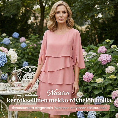 🔥Naisten elegantti kerrostettu röyhelöhihainen mekko