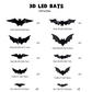 🦇Halloween 3D-valaistut lepakot