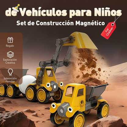 🎄 Magneettinen ajoneuvojen rakennuspaketti – ihanteellinen joululahja pienille rakentajille 🚜